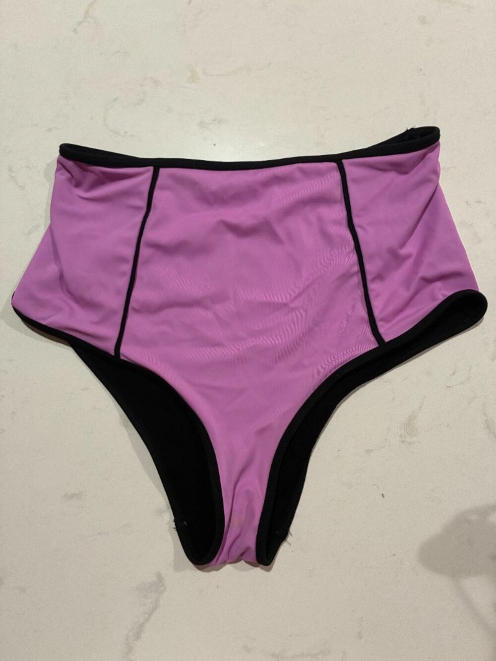 ASOS Women’s High Waist Bikini Bottom US 8 Pink Black Colorblock Swimwear
